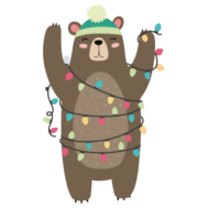 Figuur beer met kerstlichtjes voor kerstkaarten