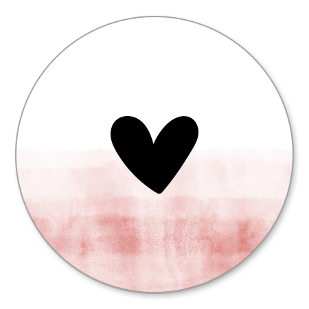 Waterverf roze met zwart hartje