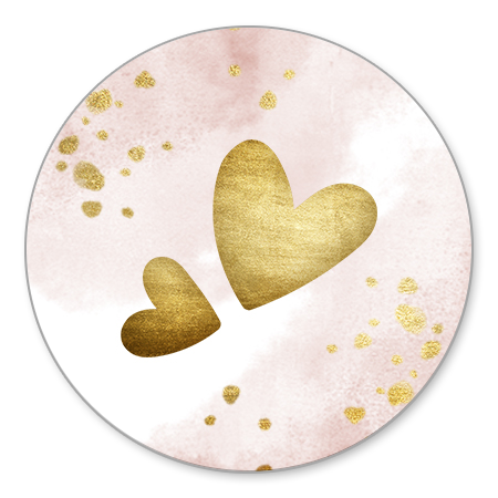 Gouden hartjes met roze waterverf