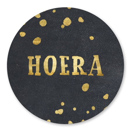 Hoera goudlook krijtbord met spetters