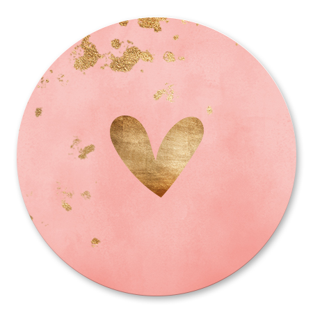 Roze waterverf met gouden hartje en spetters
