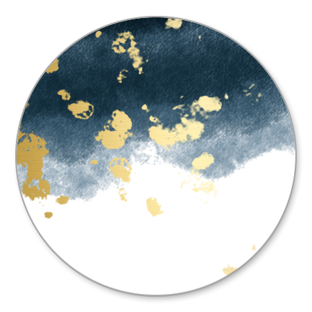 Waterverf donkerblauw gouden spetters