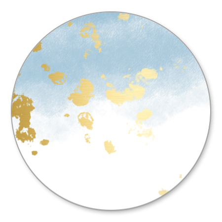 Waterverf lichtblauw gouden spetters