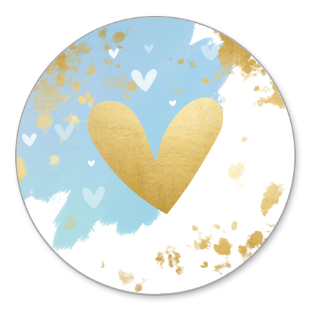 Blauwe waterverf streep gouden hartje