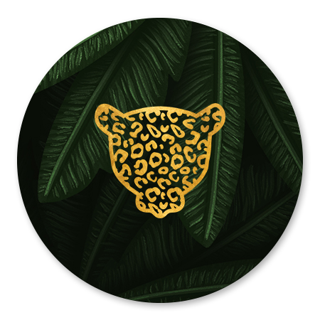 Jungle bladeren met gouden panter silhouet