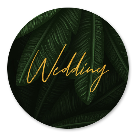 Jungle bladeren met gouden 'wedding'