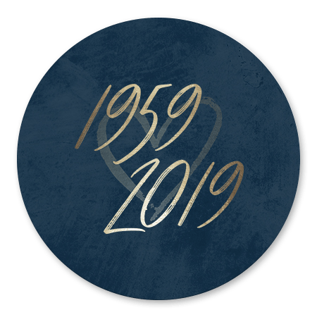 Goudlook '1959/2019' met donkerblauwe achtergrond