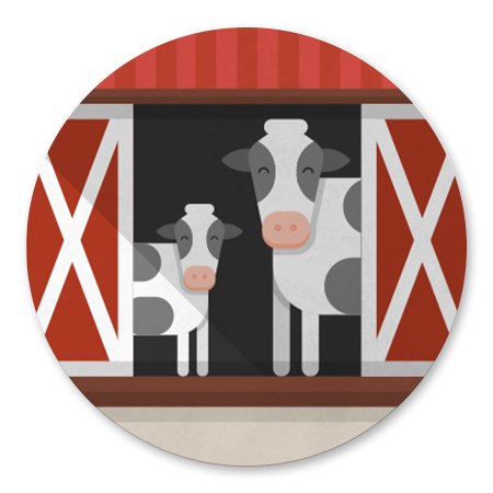 Boerderij schuur met koeien