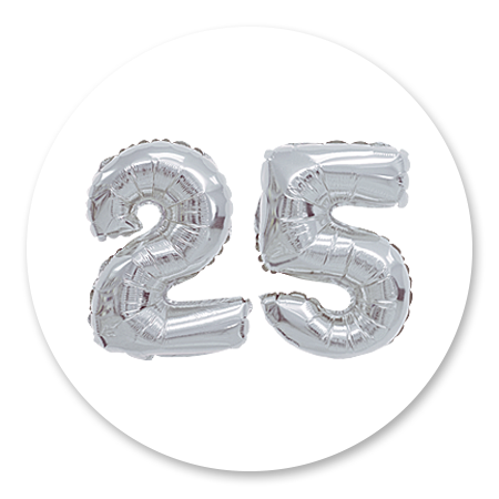 Cijferballon zilver 25