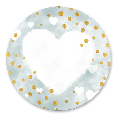 Geboorte Waterverf blauw met hart en gouden spetters