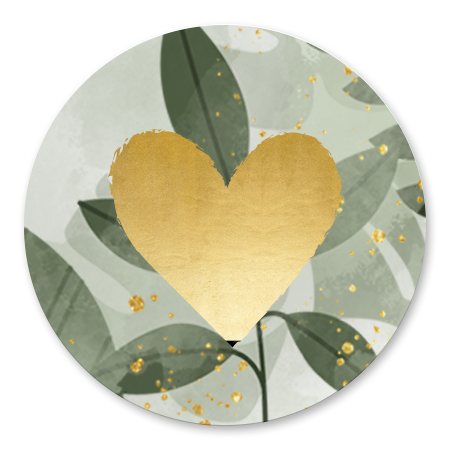 Groene plantjes met gouden hartje