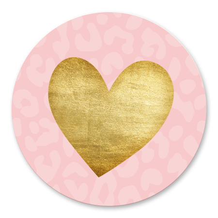 Roze panterprint en gouden hartje