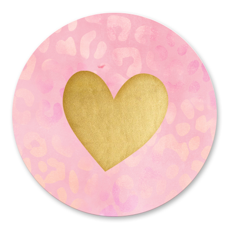 Roze panterprint met gouden hartje