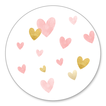 Waterverf Hartjes - Roze en goud